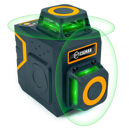 CIGMAN CM-720SE 2x360° 8 Lines Laser Level, Green Cross Line, Self Leveling, IP54 Drip &amp; Dust Proof, with Type-C Rechargeable, Magnetic L-Shaped Base
