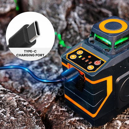 CIGMAN CM-720SE 2x360° 8 Lines Laser Level, Green Cross Line, Self Leveling, IP54 Drip &amp; Dust Proof, with Type-C Rechargeable, Magnetic L-Shaped Base