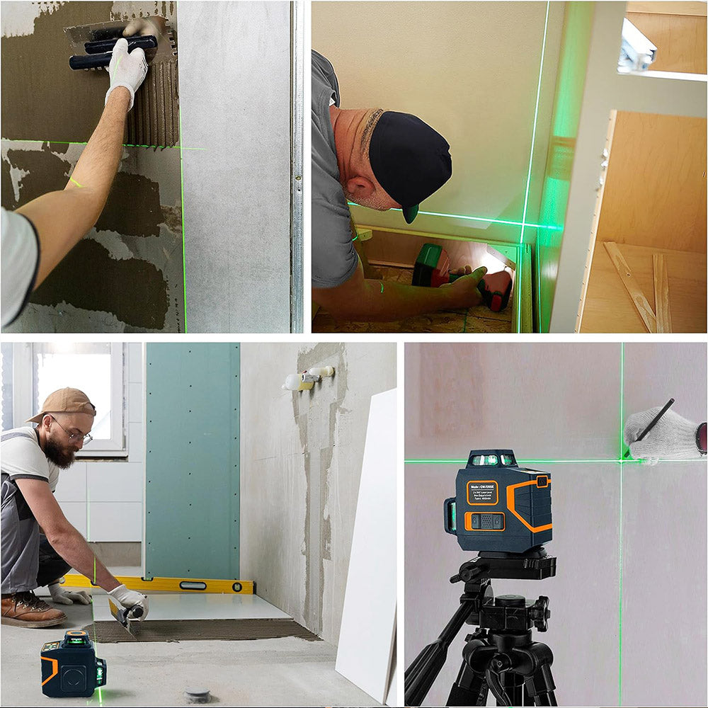 CIGMAN CM-720SE 2x360° 8 Lines Laser Level, Green Cross Line, Self Leveling, IP54 Drip &amp; Dust Proof, with Type-C Rechargeable, Magnetic L-Shaped Base