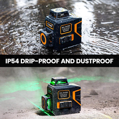 CIGMAN CM-720SE 2x360° 8 Lines Laser Level, Green Cross Line, Self Leveling, IP54 Drip &amp; Dust Proof, with Type-C Rechargeable, Magnetic L-Shaped Base