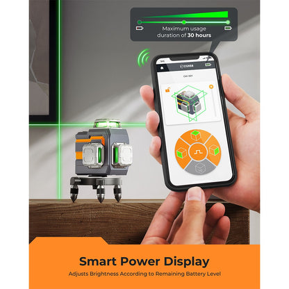 CIGMAN CM-S01 12 Lines Laser Level, With APP Control, 3x360°, Self-leveling &amp; Manual Mode, Stepless Dimming, 30h Max. Usage Time, IP54 Waterproof
