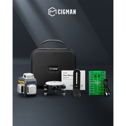 CIGMAN CM-S01 12 Lines Laser Level, With APP Control, 3x360°, Self-leveling &amp; Manual Mode, Stepless Dimming, 30h Max. Usage Time, IP54 Waterproof