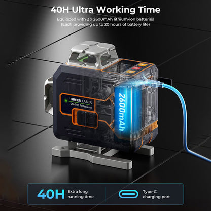 CIGMAN CM-S02 4x360° 16 Lines Laser Level, APP Control, LCD Screen, 40H Ultra Running Time
