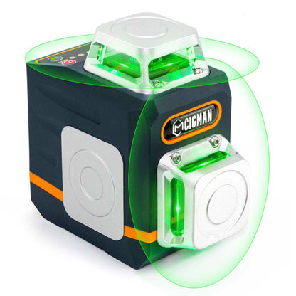 CIGMAN CM720 2 x 360° 8 Line Laser Level, Green Cross Line, Self Leveling, with Remote Controller, Type-C Rechargeable, Magnetic Rotating Stand, IP45 Water &amp; Dust Proof, 100ft Working Range