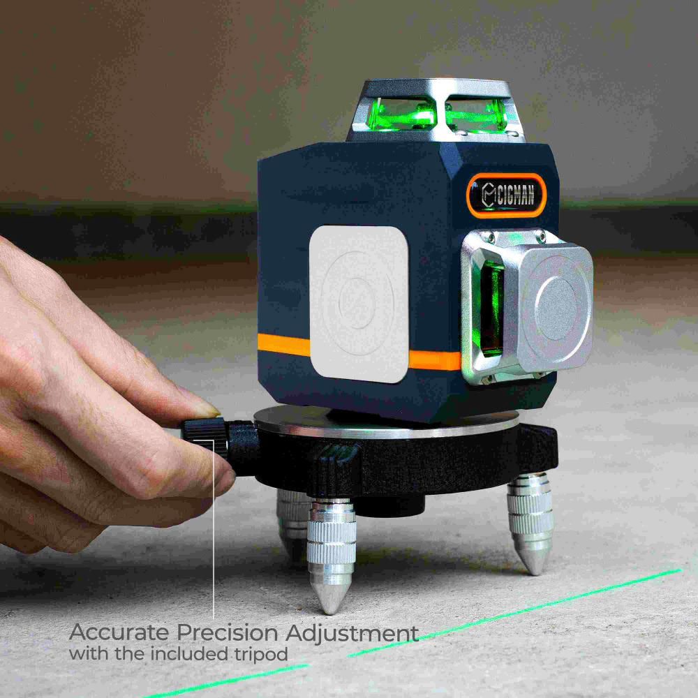 CIGMAN CM720 2 x 360° 8 Line Laser Level, Green Cross Line, Self Leveling, with Remote Controller, Type-C Rechargeable, Magnetic Rotating Stand, IP45 Water &amp; Dust Proof, 100ft Working Range
