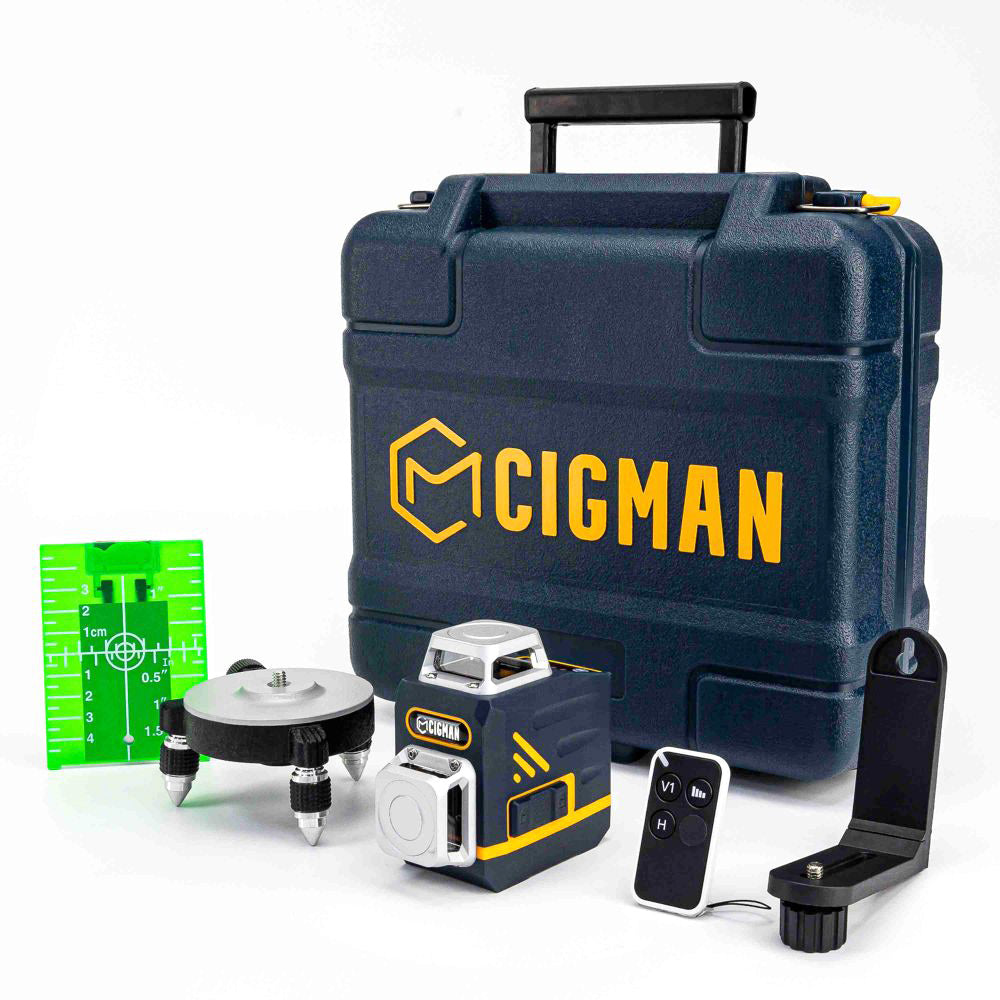 CIGMAN CM720 2 x 360° 8 Line Laser Level, Green Cross Line, Self Leveling, with Remote Controller, Type-C Rechargeable, Magnetic Rotating Stand, IP45 Water &amp; Dust Proof, 100ft Working Range