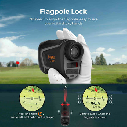 CIGMAN CT-800Y 800m Golf Rangefinder, with 6X Magnification, Flag Pole Locking Vibration, Magnetic Strap, USB Rechargeable