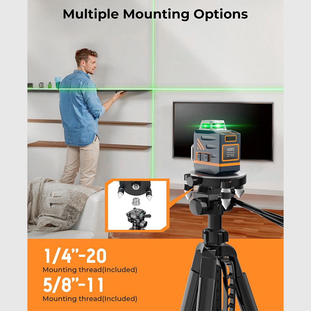 CIGMAN CTP01 1.5m/59inch Laser Level Tripod, with 3-Way Swivel Pan Head and Phone Holder, Quick Release Plate with 1/4" Screw Mount &amp; 5/8" UNF Adapter Nut