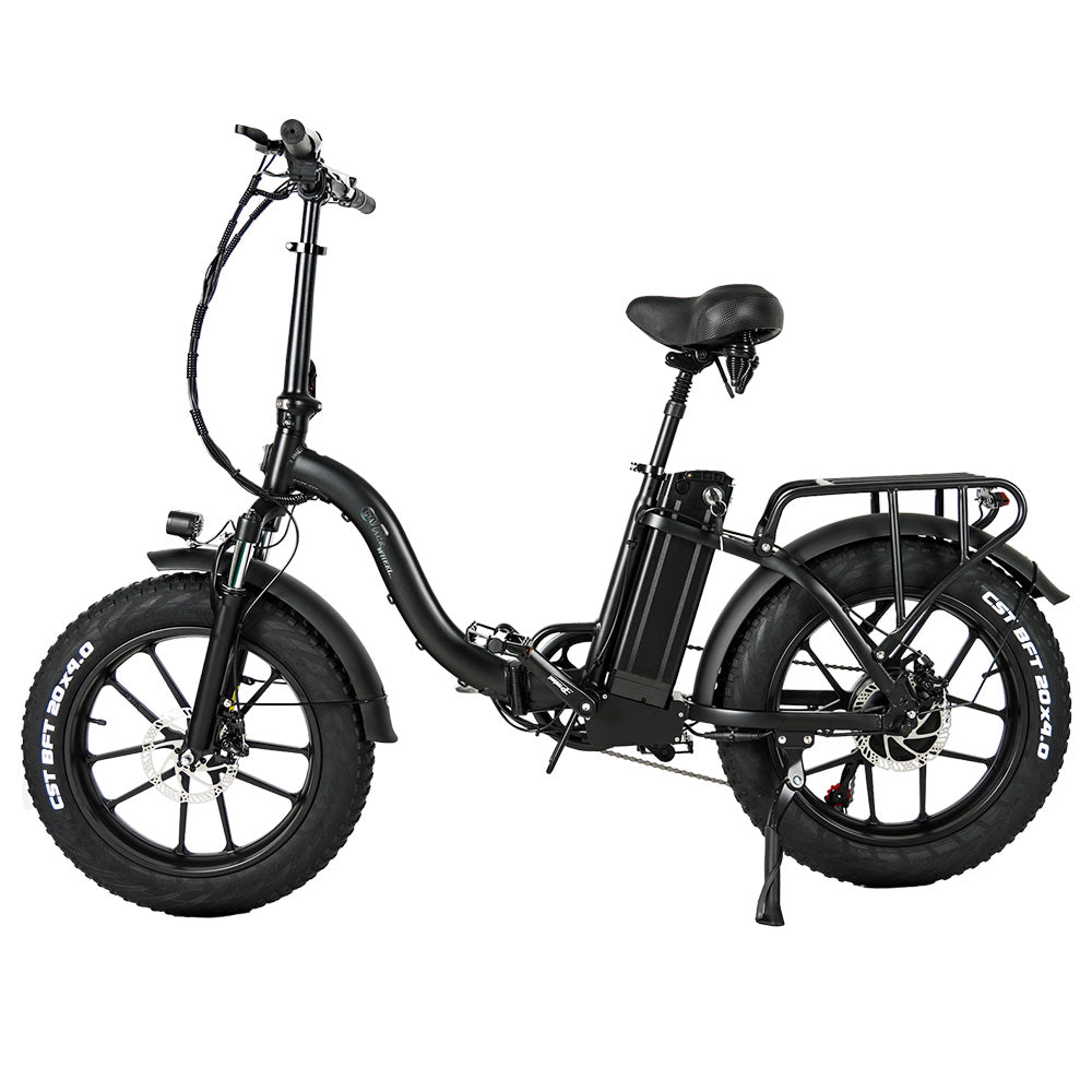 CMACEWHEEL Y20 Folding Electric Bike, 250W Motor, 48V 18Ah Battery, 20 x 4.0'' CST Fat Tires, 25km/h Max Speed, 70-90km Range, Front &amp; Rear Disc Brake, IP65 Waterproof - Black