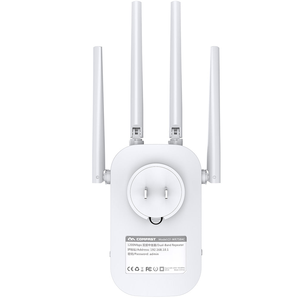 COMFAST CF-WR758AC WiFi Amplifier 1200Mbps Dual-band Antenna Extender Long Range Wi-Fi Signal Enhancer - US