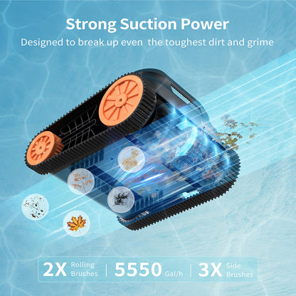 CoasTeering Nebula Cordless Robotic Pool Cleaner, 180min Runtime, Wall Climbing &amp; Waterline Cleaning, Brushless Motors, Smart Navigation, Cleaning Inground Pools up to 3229 Sq.ft