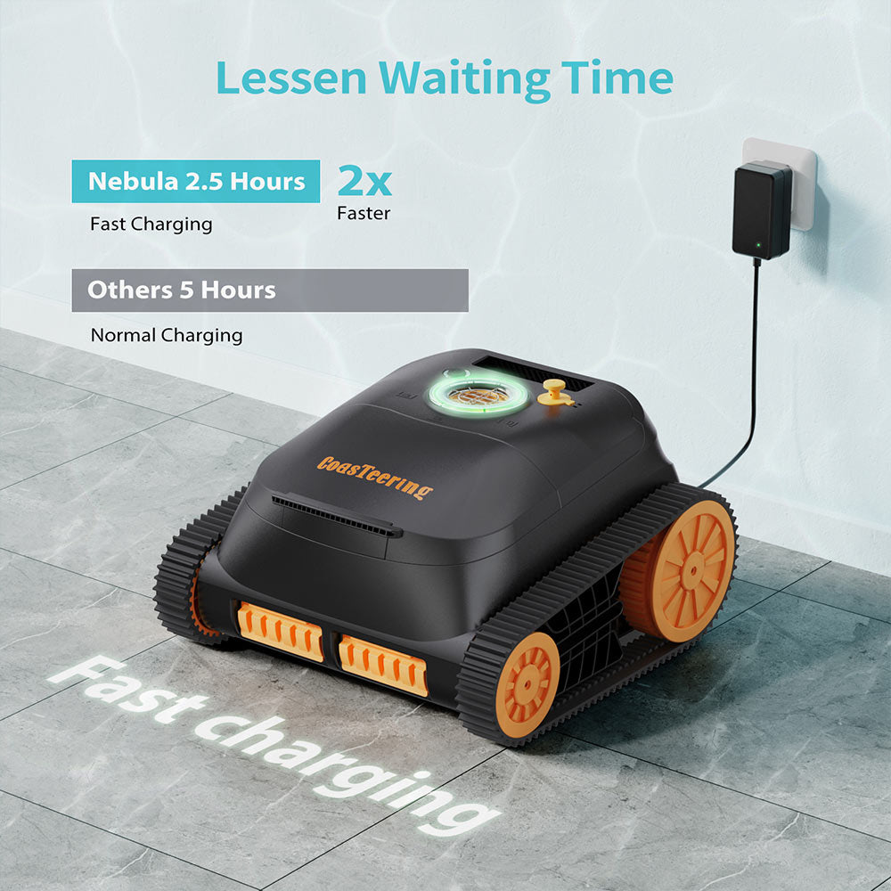 CoasTeering Nebula Cordless Robotic Pool Cleaner, 180min Runtime, Wall Climbing &amp; Waterline Cleaning, Brushless Motors, Smart Navigation, Cleaning Inground Pools up to 3229 Sq.ft