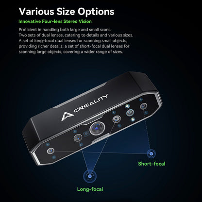 Creality CR Scan Otter 3D Scanner, 8 Infrared Lights, 20fps Scan Speed, 0.02mm Accuracy, 4-lens Stereo Vision, 24-bit Full-Color Scanning