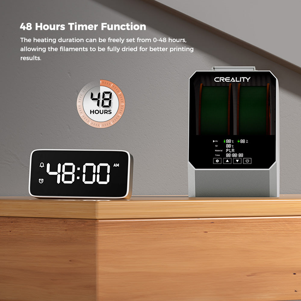 Creality Space Pi Plus Filament Dryer Box, 2 Rolls Capacity, PTC 360 Degrees Hot-Air Heating, 48H Timer, LCD Touch Screen
