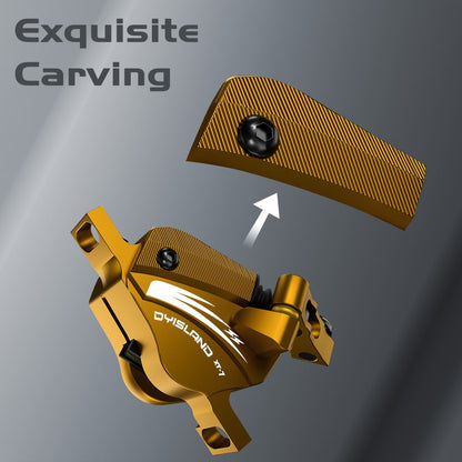 DYISLAND XT-7 Hydraulic Disc Brakes Calipers, Cable Actuated Front &amp; Rear Brake for MTB / Road Bike / Electric Bike - Yellow