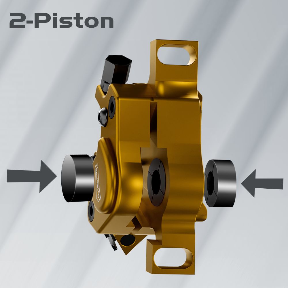 DYISLAND XT-7 Hydraulic Disc Brakes Calipers, Cable Actuated Front &amp; Rear Brake for MTB / Road Bike / Electric Bike - Yellow