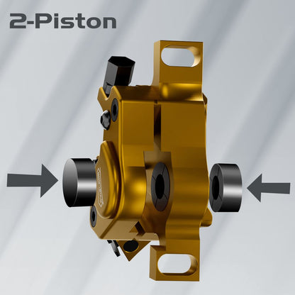 DYISLAND XT-7 Hydraulic Disc Brakes Calipers, Cable Actuated Front &amp; Rear Brake for MTB / Road Bike / Electric Bike - Yellow