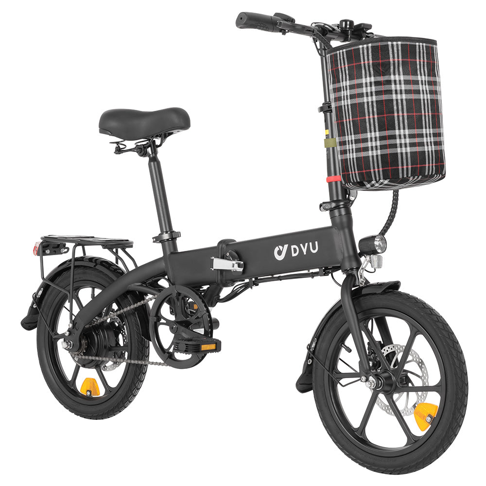 DYU A1F Pro Folding Electric Bike, 250W Motor, 36V 7.5Ah Battery, 16*1.75-inch Tire, 25km/h Max Speed, 40km Max Range, Front &amp; Rear Disc Brakes, LCD Display