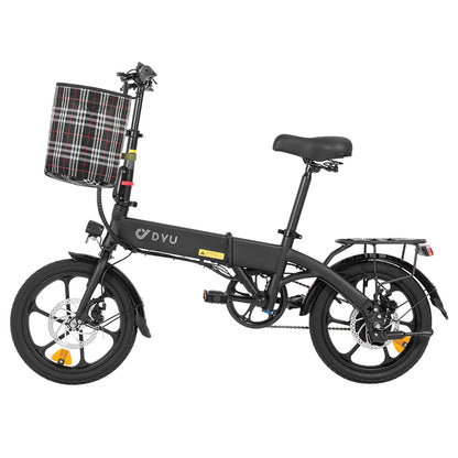 DYU A1F Pro Folding Electric Bike, 250W Motor, 36V 7.5Ah Battery, 16*1.75-inch Tire, 25km/h Max Speed, 40km Max Range, Front &amp; Rear Disc Brakes, LCD Display