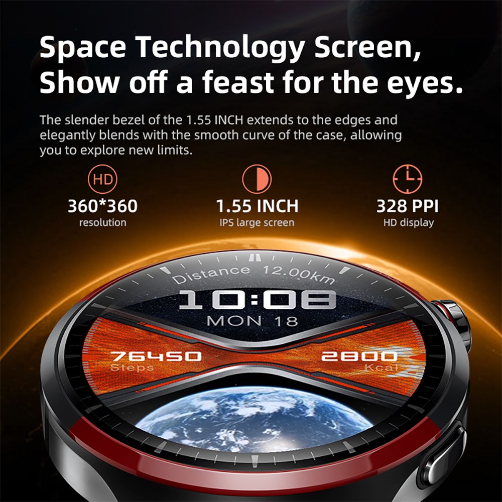 DIONA R3 Smartwatch, 1.55-inch Screen, Health Sleep Monitoring, Bluetooth Calling, Voice Assistant, Dynamic Watch Faces, Multiple Sports Modes