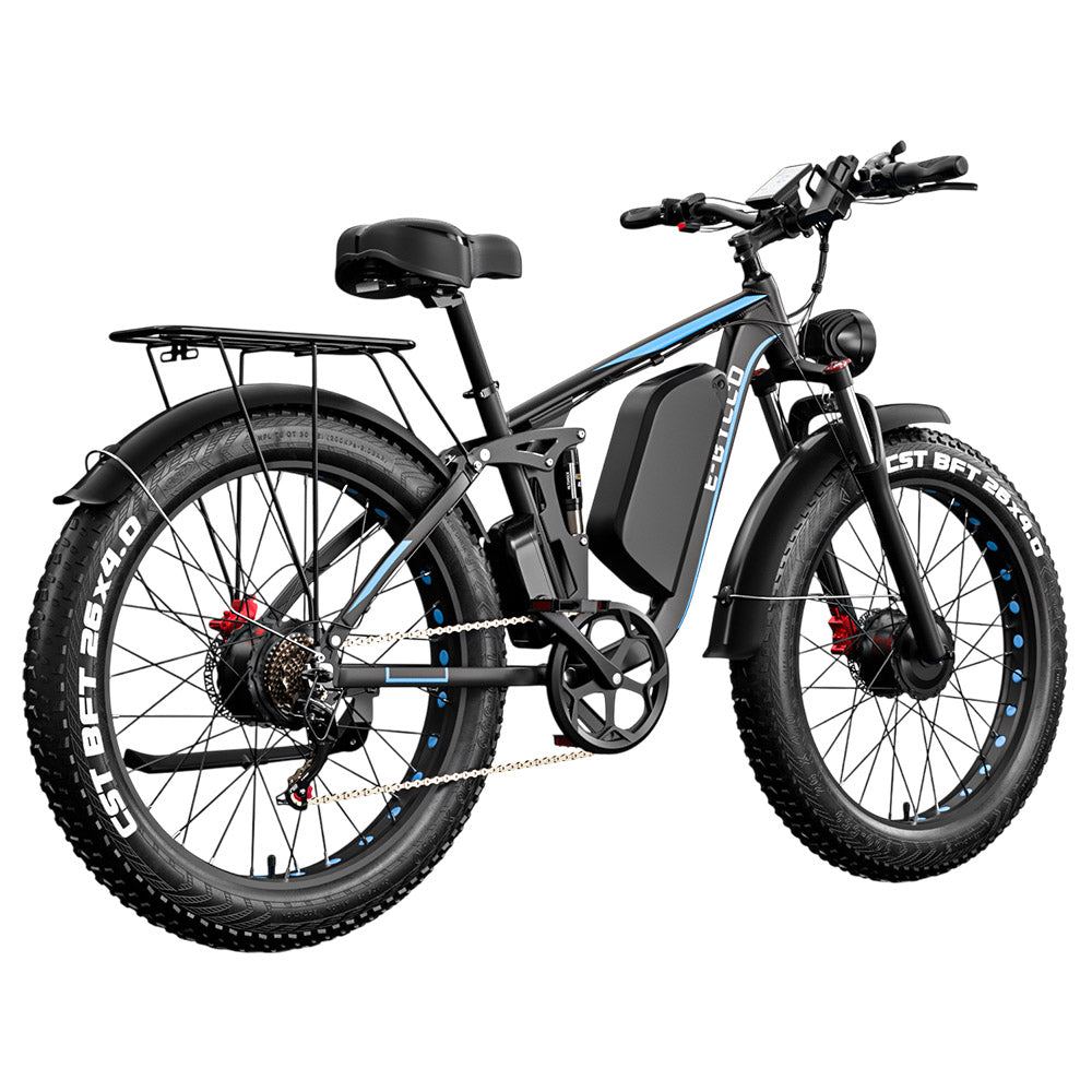 E·Bycco EB7Pro Electric Bike, 2*1000W Motor, 52V 23Ah Battery, 20*4.0 inch Fat Tire, 55km/h Max Speed, 130km Max Range, Hydraulic Disc Brakes, Full Suspension System, Shimano 7-Speed