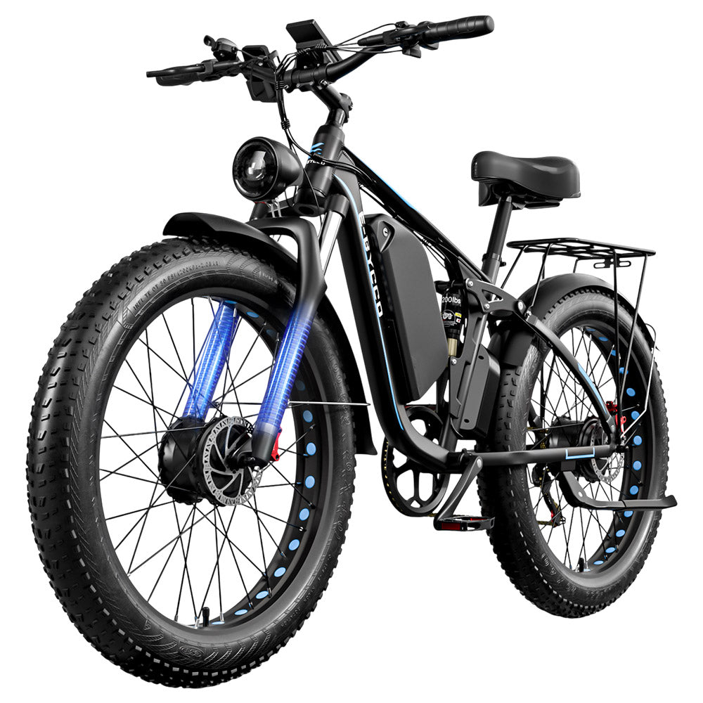 E·Bycco EB7Pro Electric Bike, 2*1000W Motor, 52V 23Ah Battery, 20*4.0 inch Fat Tire, 55km/h Max Speed, 130km Max Range, Hydraulic Disc Brakes, Full Suspension System, Shimano 7-Speed