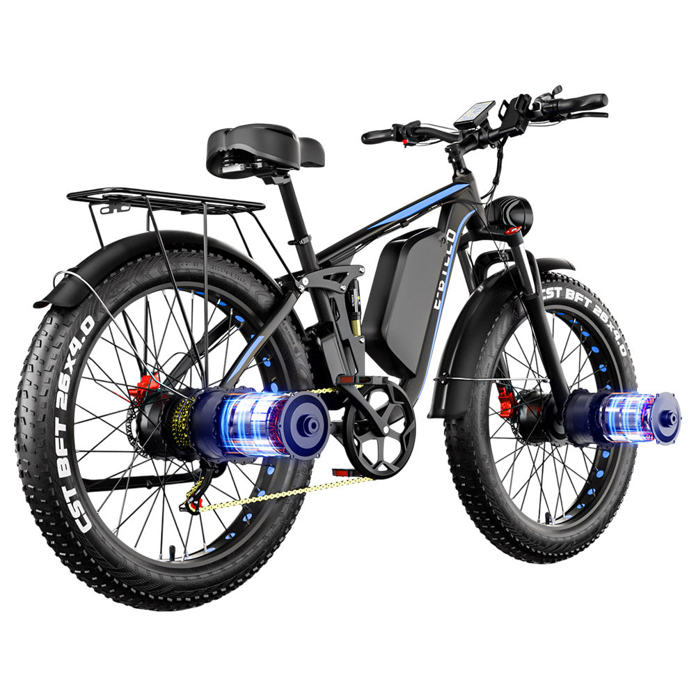 E·Bycco EB7Pro Electric Bike, 2*1000W Motor, 52V 23Ah Battery, 20*4.0 inch Fat Tire, 55km/h Max Speed, 130km Max Range, Hydraulic Disc Brakes, Full Suspension System, Shimano 7-Speed