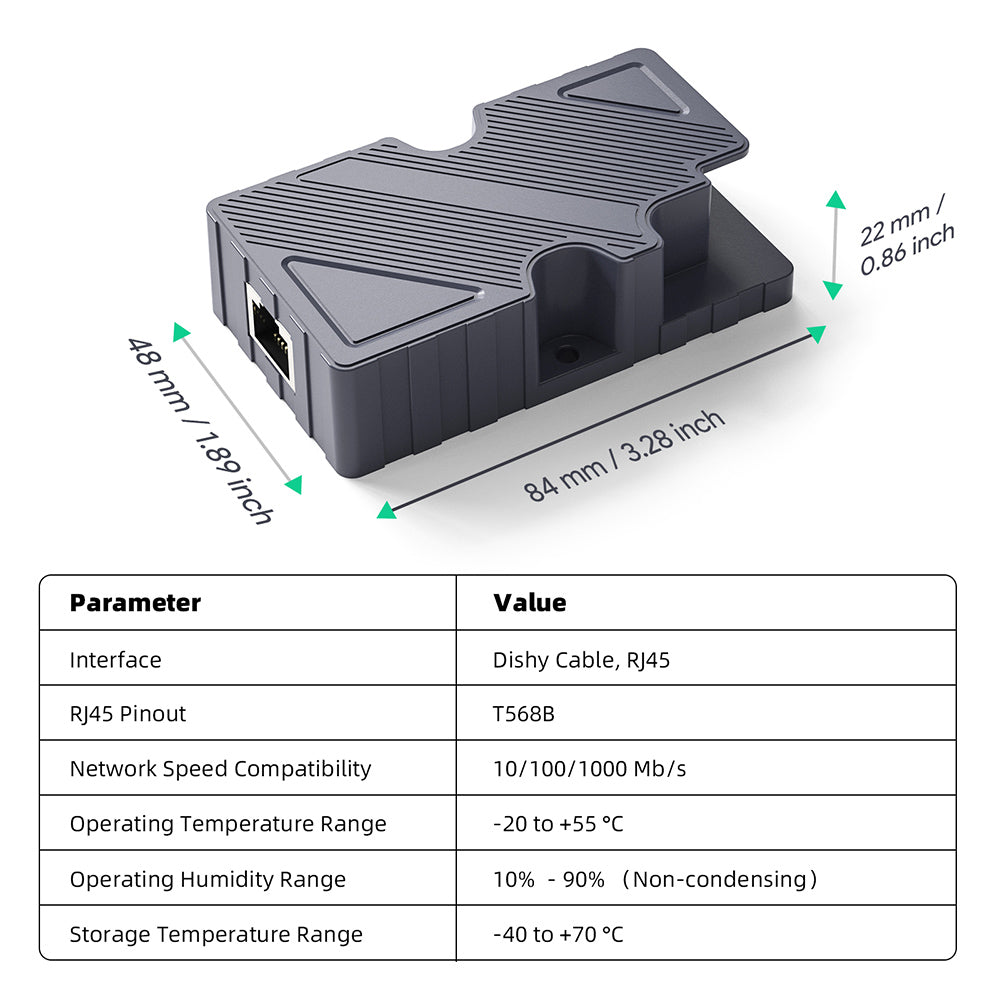 EDUP EP-PW9605 Dishy Cable to RJ45 Adapter Network Port Converter for Starlink
