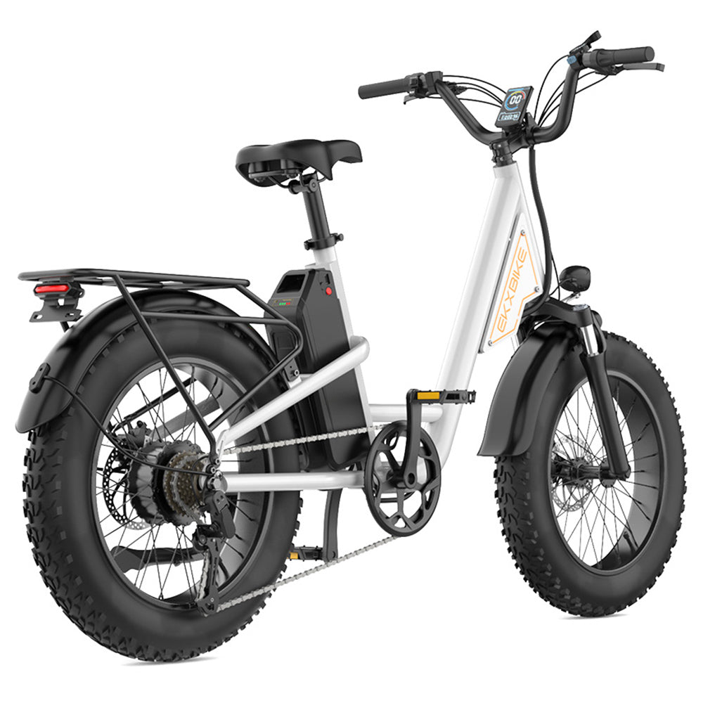 EKXBIKE L1 Electric Bike, 1000W Motor, 48V 15.6Ah Battery, 20*4 inch Fat Tire, 55km/h Max Speed, 80km Range, Disc Brake, Front &amp; Rear Suspension, Shimano 7-speed, LCD Display
