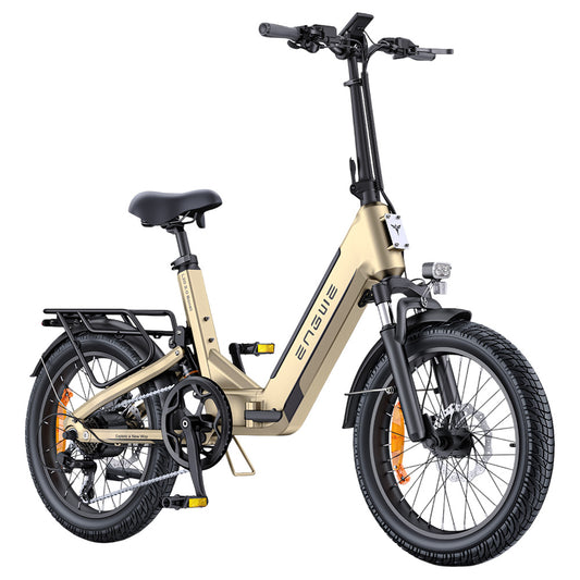 ENGWE L20 3.0 Boost Electric Bike, 250W Motor, 48V 13.5Ah Battery, 20*3.0 inch Tire, 135km Max Range, Hydraulic Brakes, Full Suspension, Torque Sensor, Shimano 7-speed - Golden
