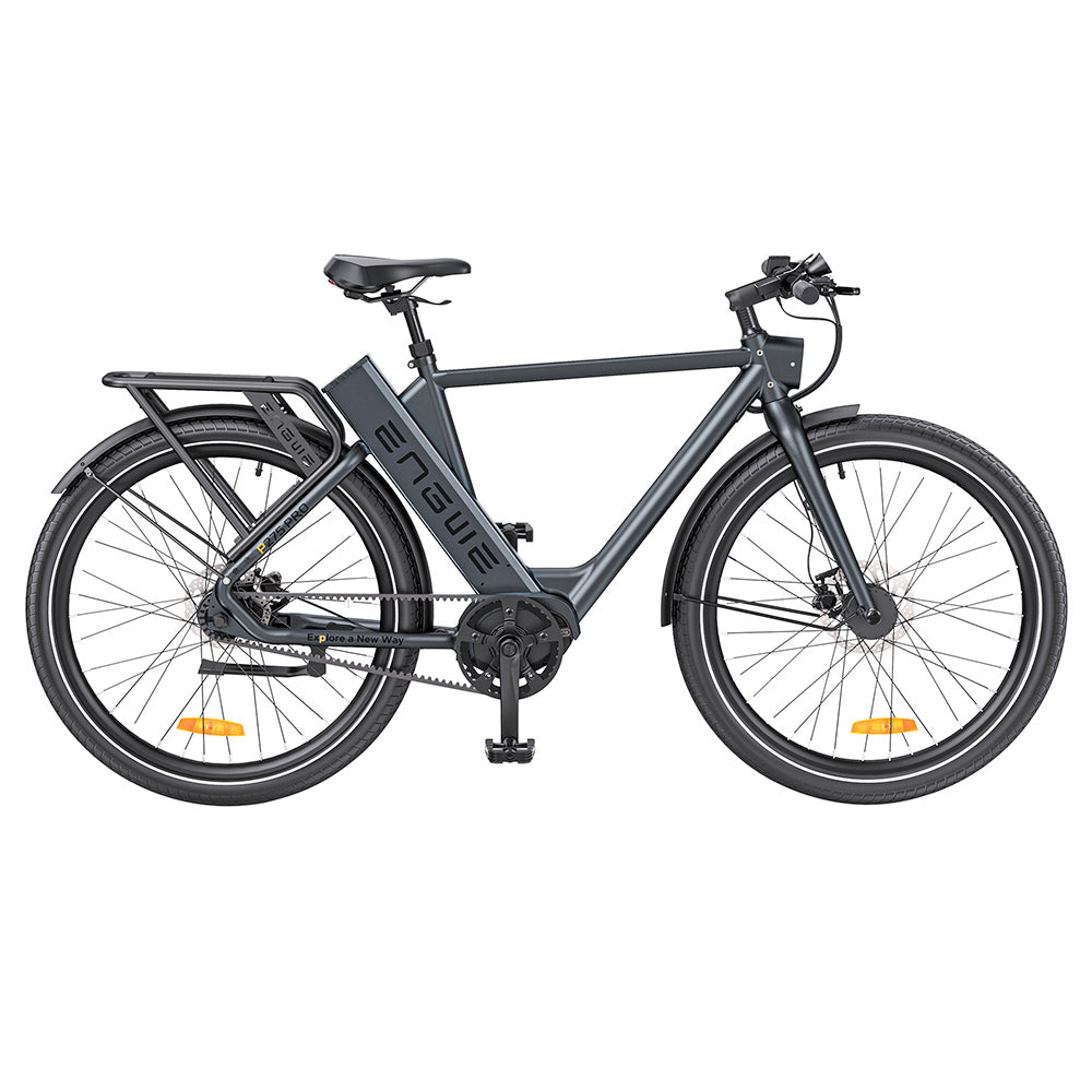 ENGWE P275 Pro City Electric Bike, 27.5'' Spoke Tires, 250W Bafang Brushless Mid-drive Motor, 3-level Automatic Gear Shifter, 36V 19.2Ah Removable Battery, 260km Max Range, Front &amp; Rear Hydraulic Disc Brake - Black