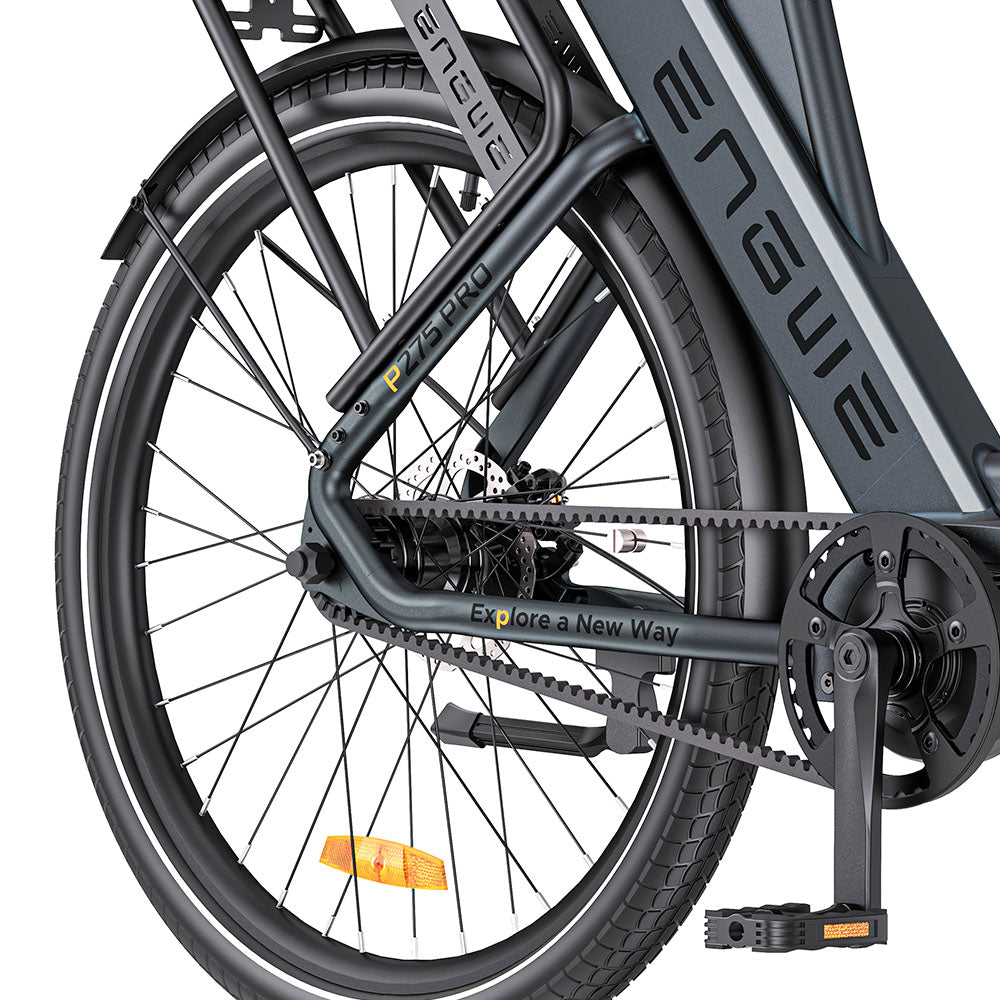 ENGWE P275 Pro City Electric Bike, 27.5'' Spoke Tires, 250W Bafang Brushless Mid-drive Motor, 3-level Automatic Gear Shifter, 36V 19.2Ah Removable Battery, 260km Max Range, Front &amp; Rear Hydraulic Disc Brake - Black