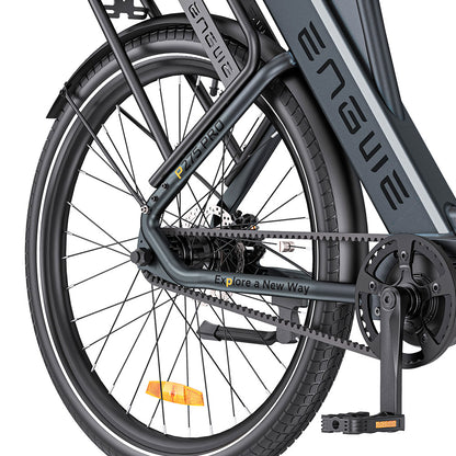 ENGWE P275 Pro City Electric Bike, 27.5'' Spoke Tires, 250W Bafang Brushless Mid-drive Motor, 3-level Automatic Gear Shifter, 36V 19.2Ah Removable Battery, 260km Max Range, Front &amp; Rear Hydraulic Disc Brake - Black