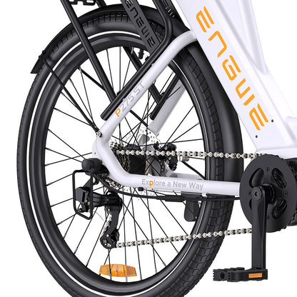 ENGWE P275 ST Urban Electric Bike, 250W Brushless Mid-drive Torque Sensor Motor, 36V 19.2Ah Removable Battery, 260km Max Range, Hydraulic Disc Brake, 27.5'' Spoke Tires, SHIMANO 9-speed - White