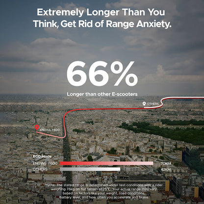 ENGWE Y600 Electric Scooter, 600W Motor, 48V 18.2Ah Battery, 10*4-inch Fat Tires, 25km/h Max Speed, 70km Range, Mechanical Disc Brake, Detachable Seat