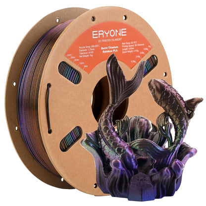ERYONE Burnt Titanium Rainbow PLA Filament 1kg, Nebula (Dark Gold &amp; Green &amp; Blue Purple)