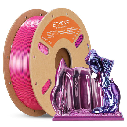 ERYONE High Speed Four-color Silk PLA Filament, 1kg - Cold Flame Nocturnal (Dark Purple &amp; Magenta &amp; Pink &amp; Sky Blue)
