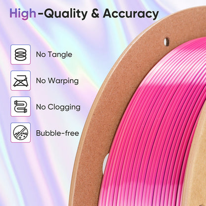 ERYONE High Speed Four-color Silk PLA Filament, 1kg - Cold Flame Nocturnal (Dark Purple &amp; Magenta &amp; Pink &amp; Sky Blue)