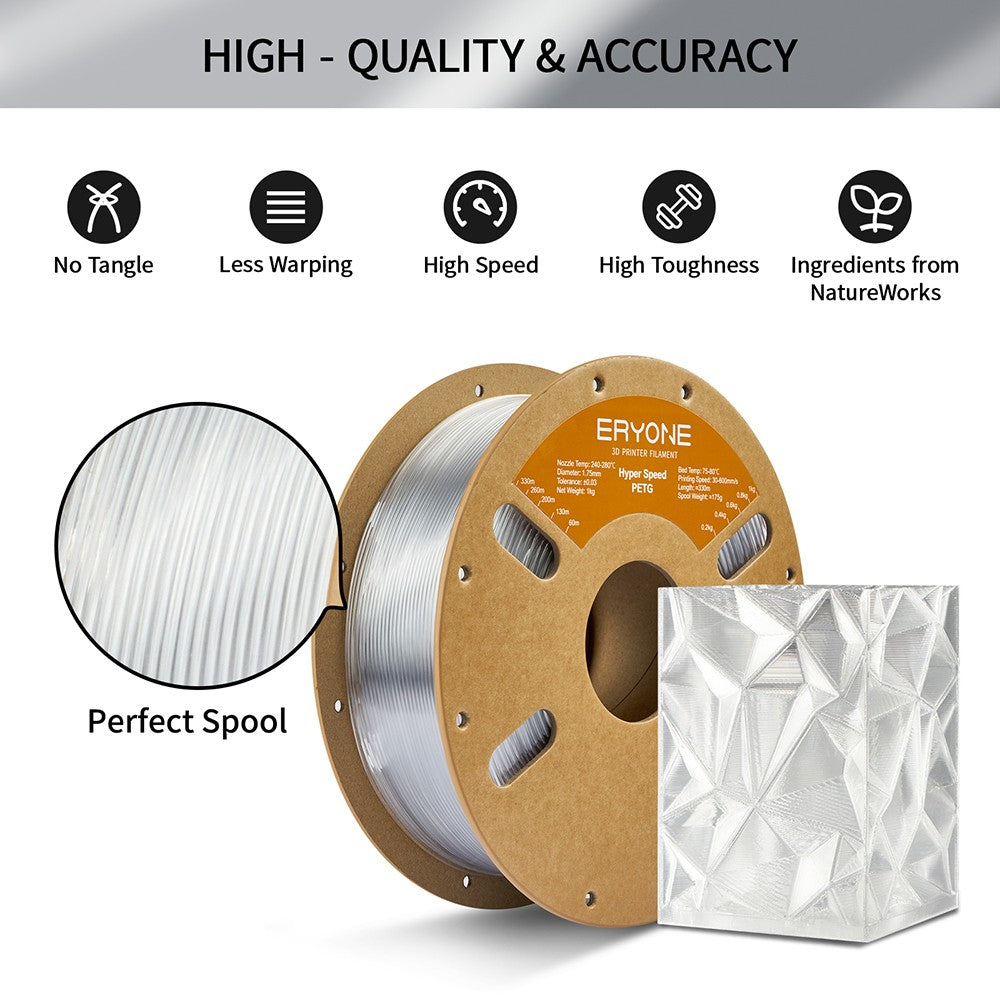 ERYONE High Speed PETG Filament, 1kg - Transparent