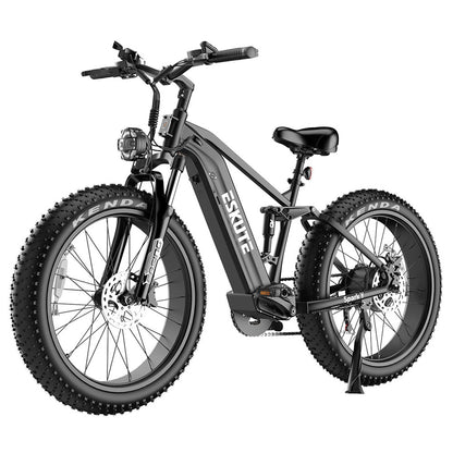 ESKUTE ES-26-RWXD Electric Bike, 750W Motor, 48V 20Ah Battery, 26 x 4.8" Tires, 45km/h Max Speed, 110km Range, Full Suspension, SHIMANO 7 Speed, Hydraulic Disc Brakes - Black
