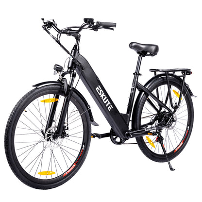 ESKUTE ES-26-SDXK Electric Bike, 250W Motor, 36V 20Ah Battery, 26*1.75-inch Tires, 25km/h Max Speed, 120km Range, Disc Brakes, Suspension Front Fork, SHIMANO 7-speed - Black