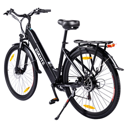 ESKUTE ES-26-SDXK Electric Bike, 250W Motor, 36V 20Ah Battery, 26*1.75-inch Tires, 25km/h Max Speed, 120km Range, Disc Brakes, Suspension Front Fork, SHIMANO 7-speed - Black