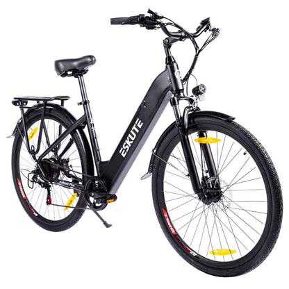 ESKUTE ES-26-SDXK Electric Bike, 250W Motor, 36V 20Ah Battery, 26*1.75-inch Tires, 25km/h Max Speed, 120km Range, Disc Brakes, Suspension Front Fork, SHIMANO 7-speed - Black