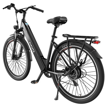 ESKUTE ES-28-LJ Electric Bike, 250W BAFANG Motor, 36V 20Ah Battery, 28*1.75' Tires, 25km/h Max Speed, 120km Range, SHIMANO 7-speed, Hydraulic Suspension Front Fork - Black