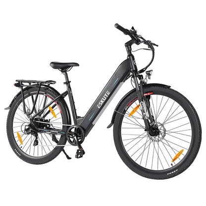 ESKUTE ES-28-SD Electric Bike, 250W Motor, 36V 14.5Ah Battery, 28 x 1.75'' Tires, 25km/h Max Speed, 90km Range, Disc Brakes, Suspension Front Fork, SHIMANO 7 Speed, LCD Display - Black