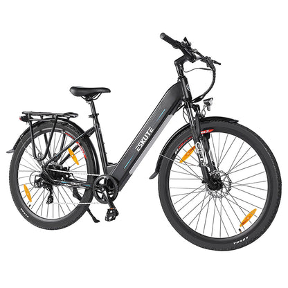 ESKUTE ES-28-SD Electric Bike, 250W Motor, 36V 14.5Ah Battery, 28 x 1.75'' Tires, 25km/h Max Speed, 90km Range, Disc Brakes, Suspension Front Fork, SHIMANO 7 Speed, LCD Display - Black