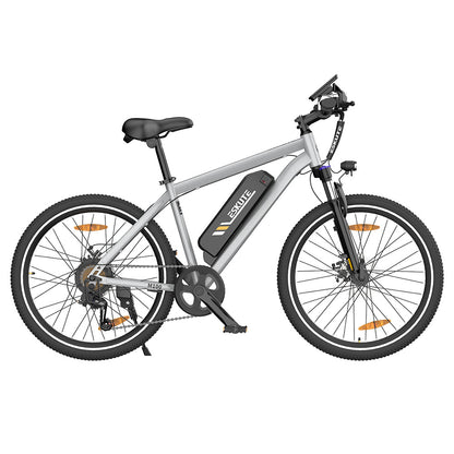 ESKUTE M100 Electric Bike, 250W Brushless Motor, 36V 10.4Ah Removable Battery, 27.5*1.95" Tires, 25km/h Max Speed, 30-55km Range, Disc Brakes, SHIMANO 7-speed, Front Suspension - Silver