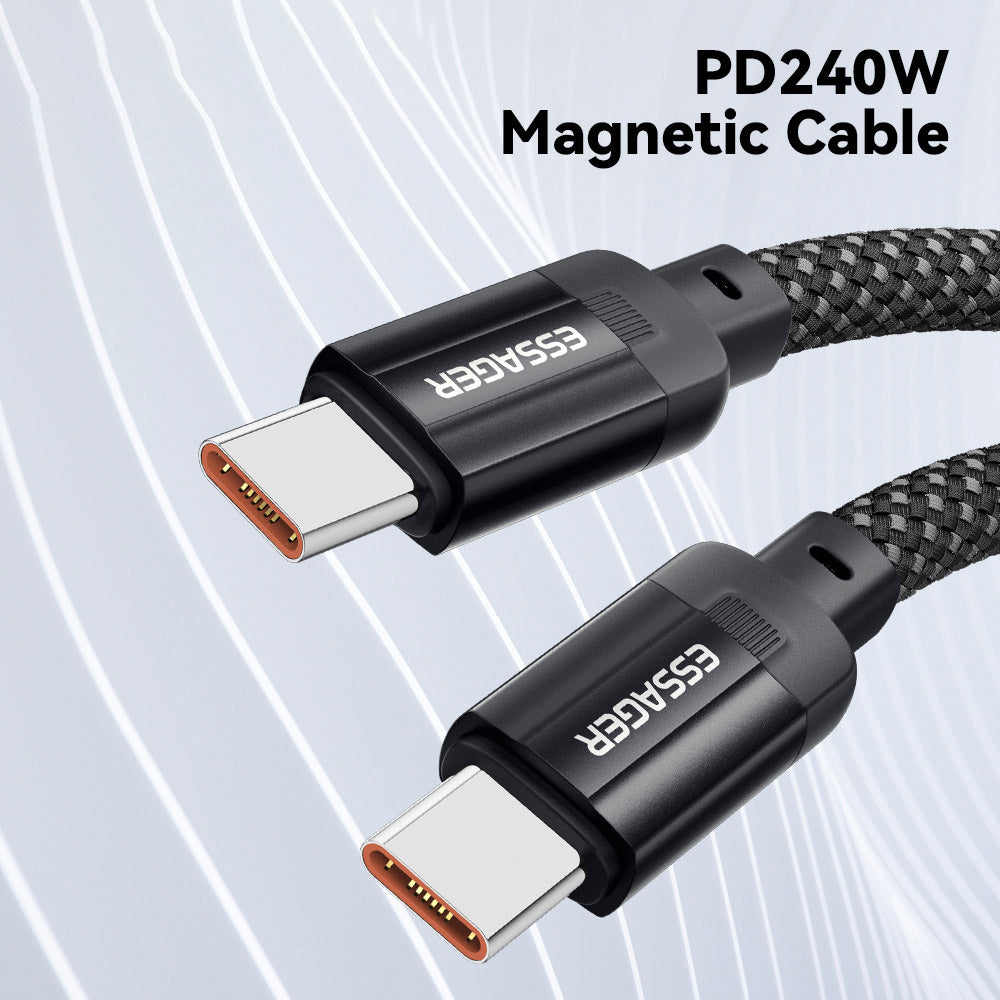 ESSAGER 100W 5A Type-C to Type-C Charging Cable, USB2.0 480Mbps, Magnetic Adsorption, Flexible Adjustment, E-Marker Chip, 1m
