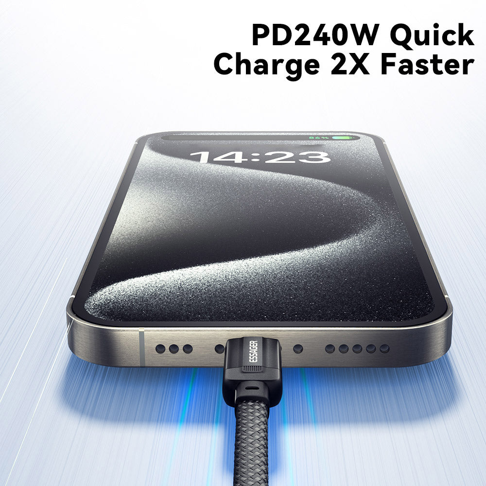 ESSAGER 100W 5A Type-C to Type-C Charging Cable, USB2.0 480Mbps, Magnetic Adsorption, Flexible Adjustment, E-Marker Chip, 1m