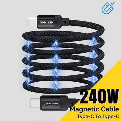 ESSAGER 100W 5A Type-C to Type-C Charging Cable, USB2.0 480Mbps, Magnetic Adsorption, Flexible Adjustment, E-Marker Chip, 1m